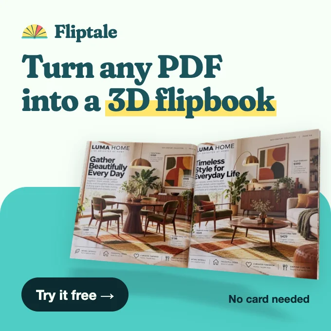 Fliptale: turn any PDF into a 3D flipbook. Try it free.